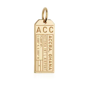 Accra Ghana Africa ACC Luggage Tag Charm Gold