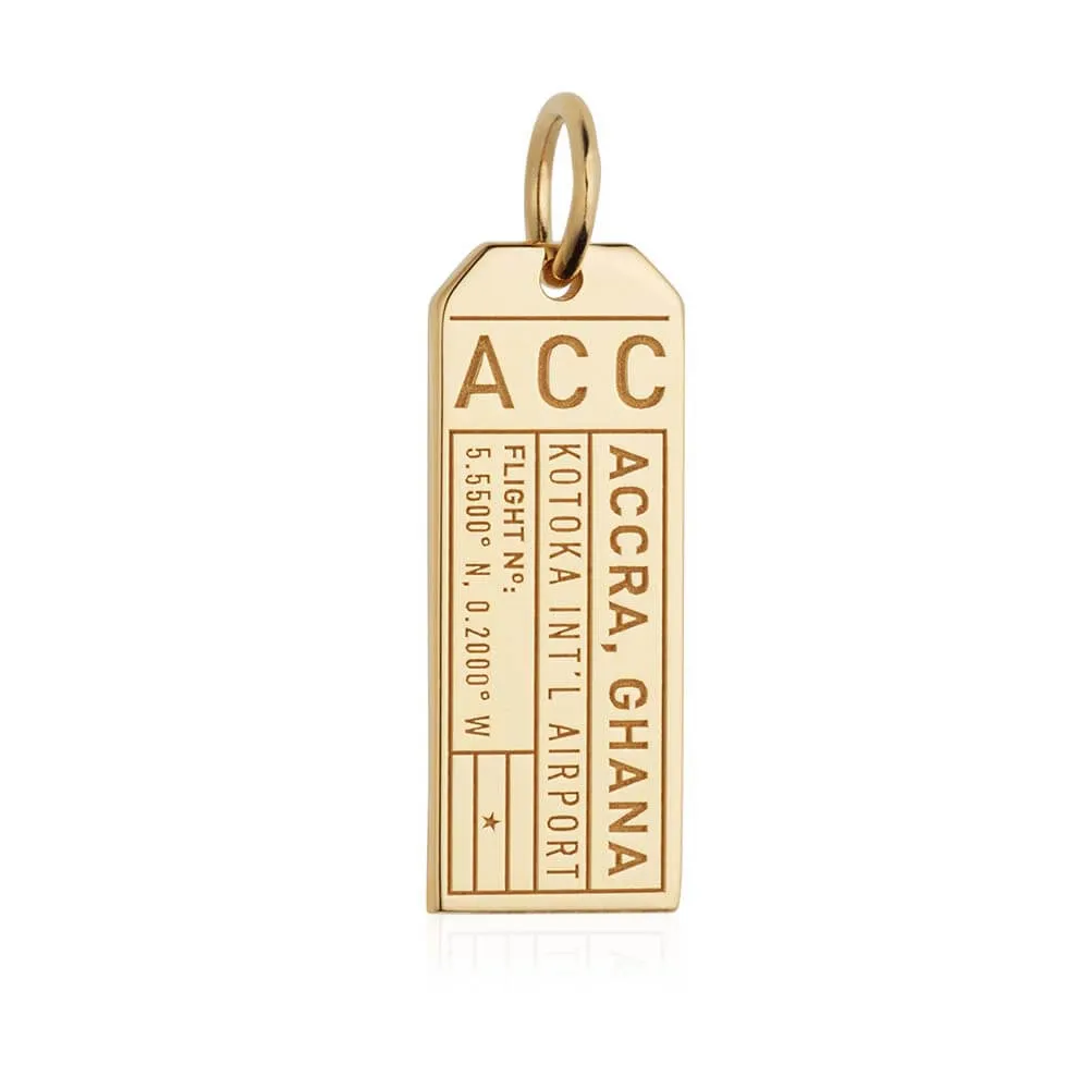 Accra Ghana Africa ACC Luggage Tag Charm Gold