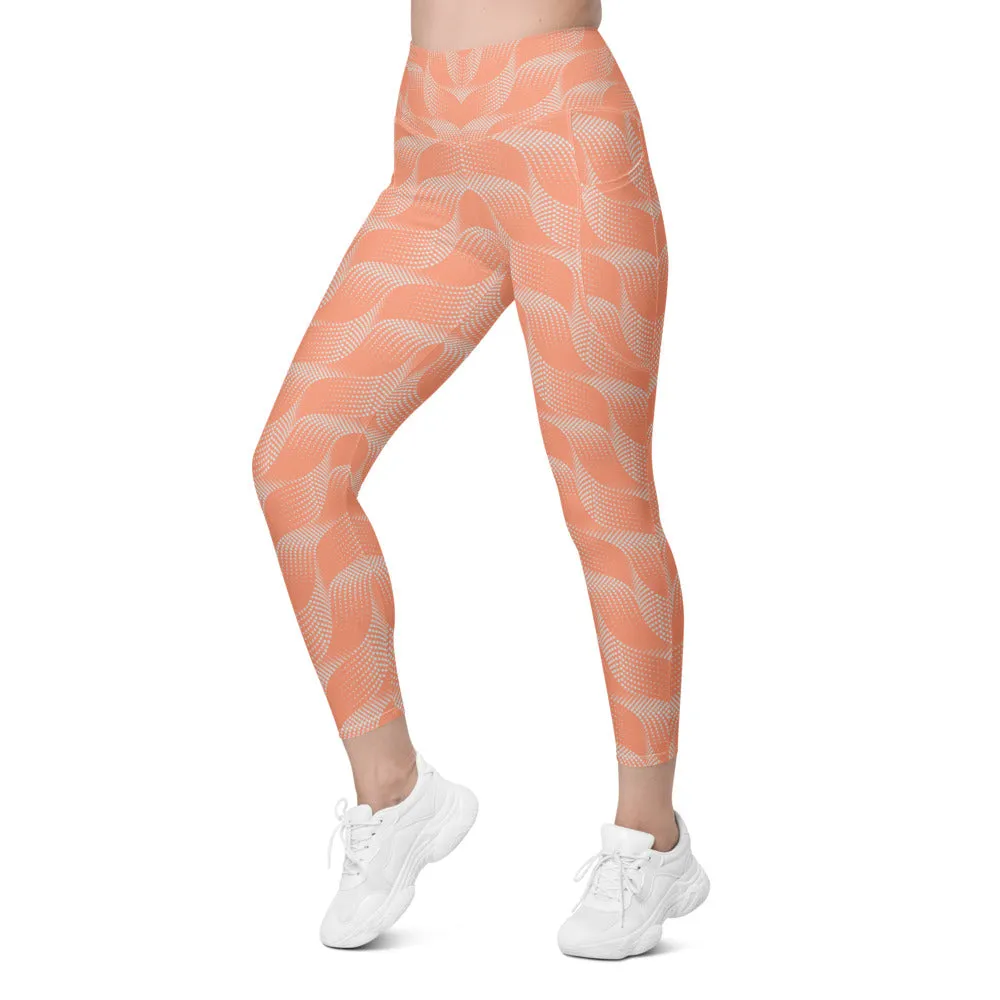 Apricot Wave Leggings with Pockets