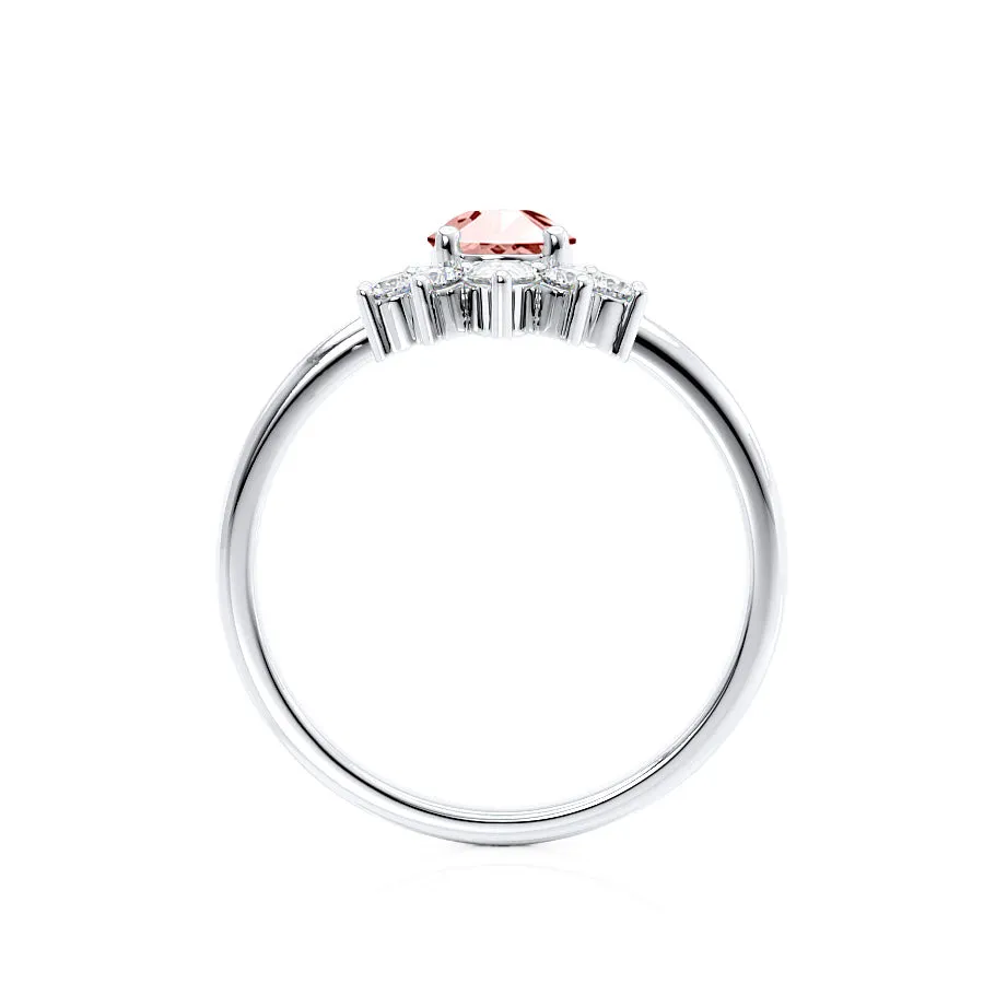 BALLET - Chatham® Pear Champagne Sapphire & Diamond Half Halo Tiara Ring 18k White Gold