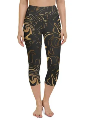 Black & Gold Yoga Capris