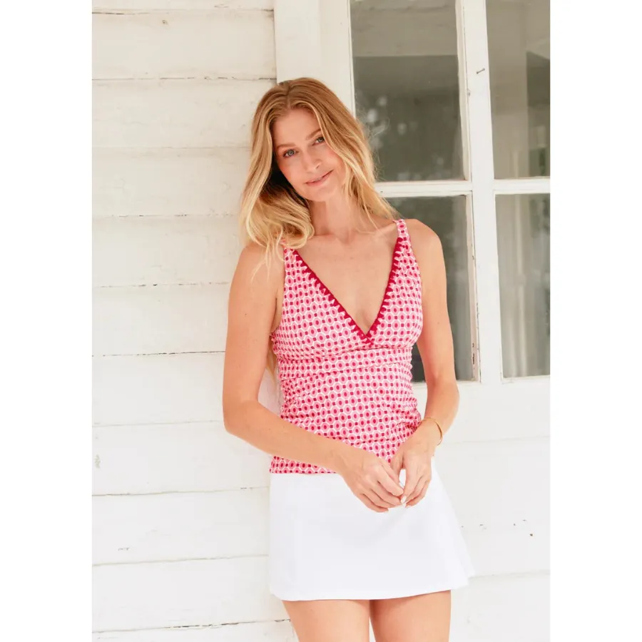 Cabana Life Reversible Embroidered Tankini Top 147-CG23 - Coral Gables Coral