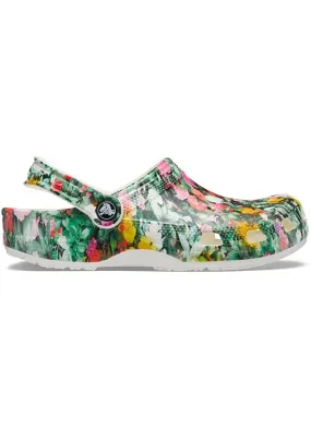 Crocs Unisex Classic Floral Clogs - White