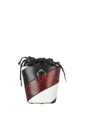 Dark Red Python Print Bucket bag