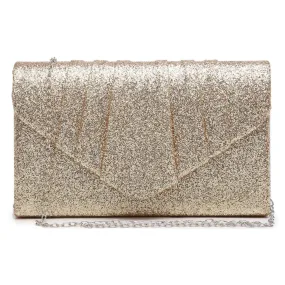 Dasein Pleated Envelope Gold Evening Clutch (Women's)