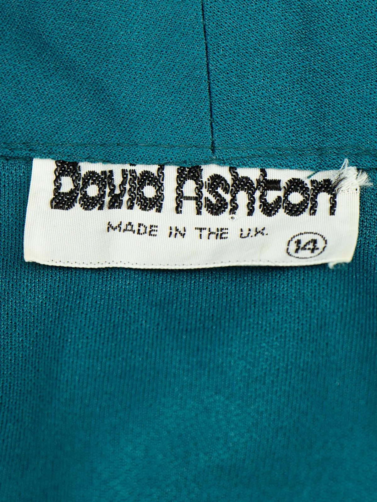 David Ashton 1970s Vintage Teal & Gold Dress