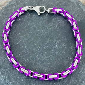 Daytona Bracelet - Purple & Silver - Mini - 1/8 inch wide - NO10B