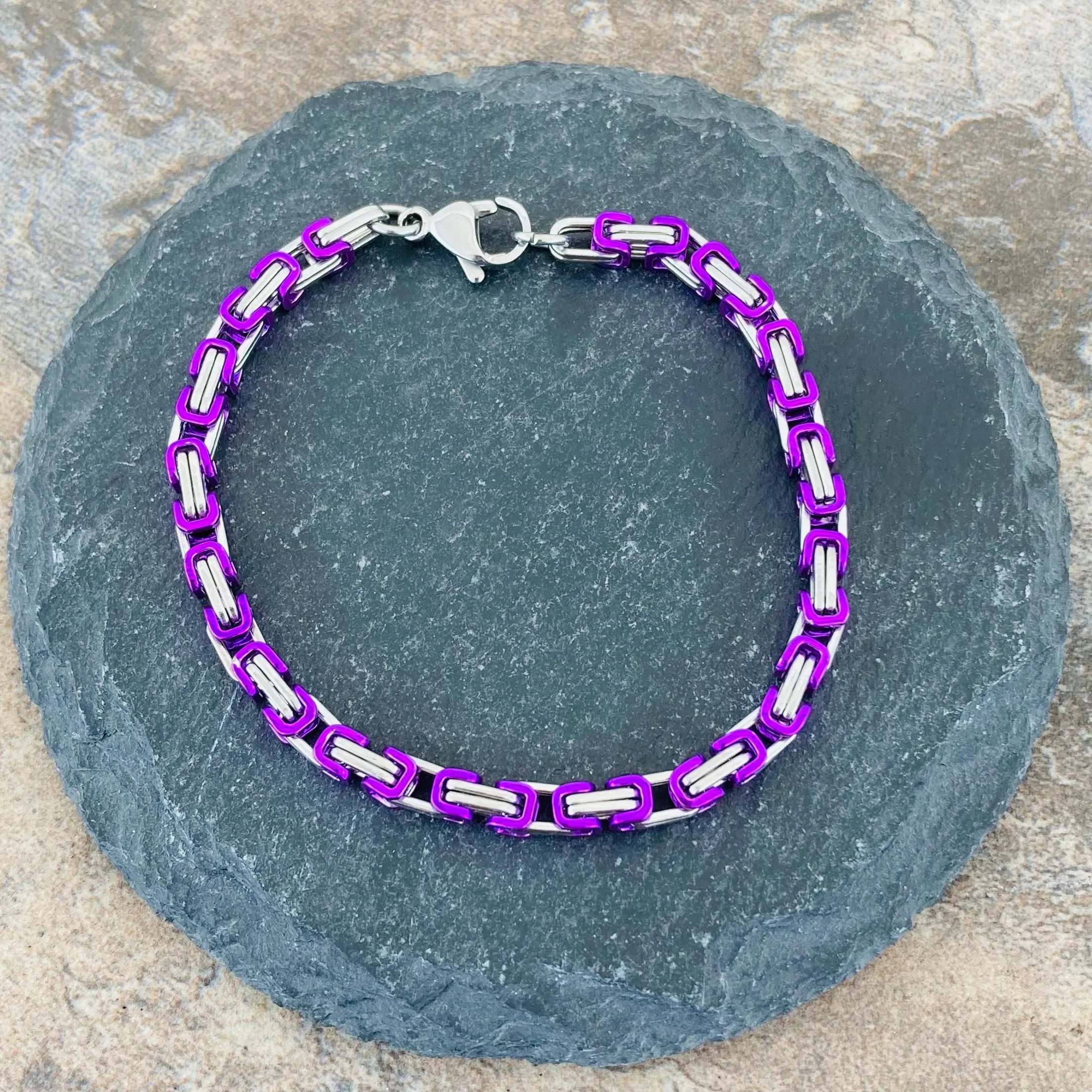 Daytona Bracelet - Purple & Silver - Mini - 1/8 inch wide - NO10B