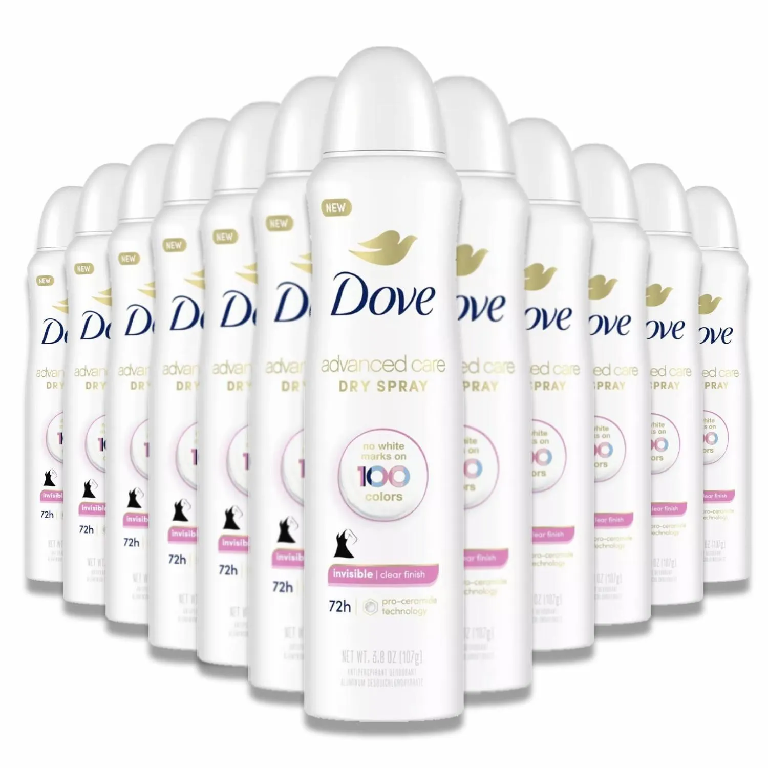 Dove - Beauty Advanced Care Clear Finish 72-Hour Women's Antiperspirant & Deodorant Dry Spray - 3.8 Oz - 12 Pack