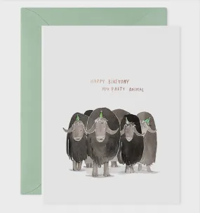 Happy Birthday You Party Animal Hats Card