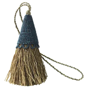 Indigo Beaded Vetiver Tassel