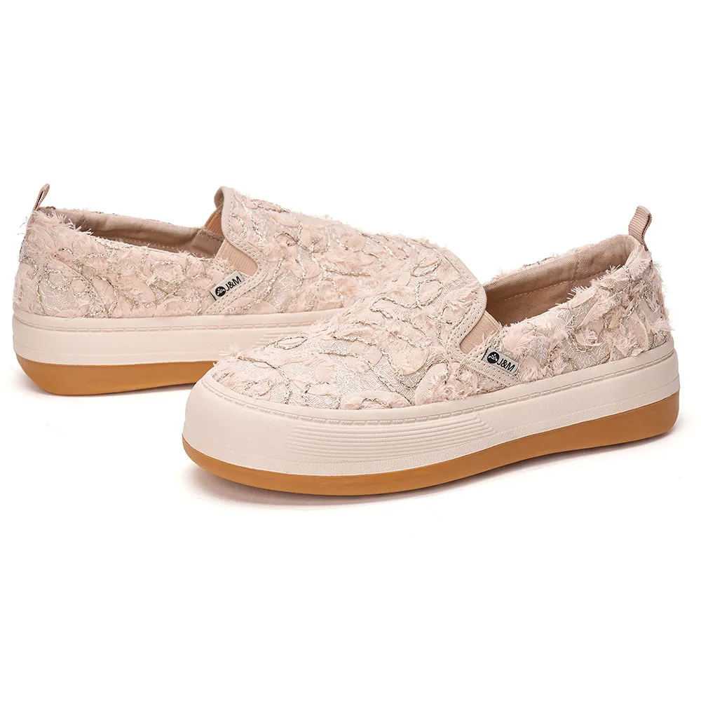 JOY&MARIO Women’s Slip-On Lace Platform in Apricot-87820W