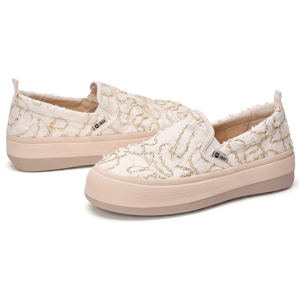 JOY&MARIO Women’s Slip-On Lace Platform in Apricot-87820W