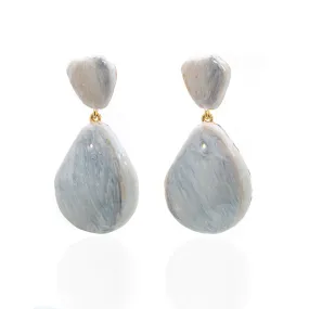 Large Teardrop Shell Earring Beige