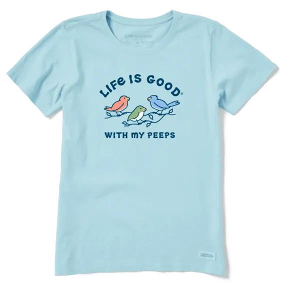 Life is Good Women's Bluebird Peeps Short Sleeve Tee (Beach Blue)