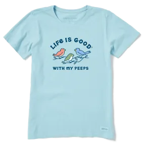 Life is Good Women's Bluebird Peeps Short Sleeve Tee (Beach Blue)