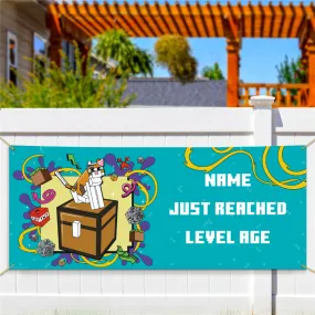 Minecraft Cat Just Reached Level Personalized Vinyl Banner