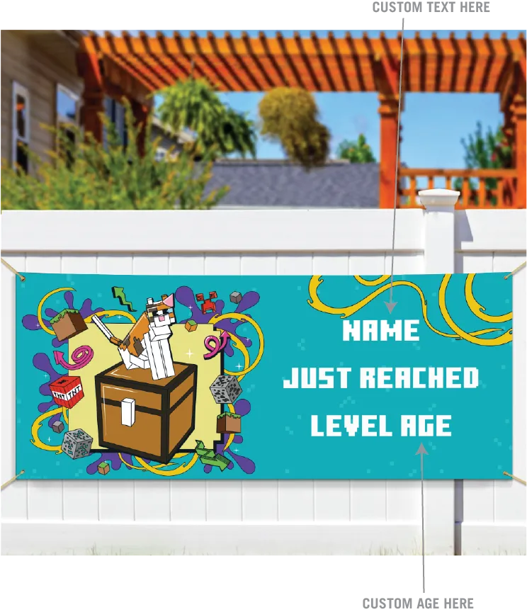 Minecraft Cat Just Reached Level Personalized Vinyl Banner