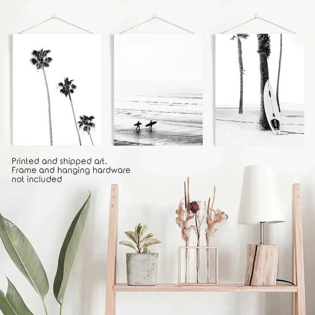 Modern Black White Ocean Surfing Wall Art Set