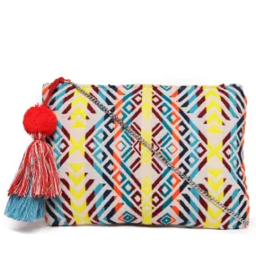 Multi Color Textured Pouch With Beautiful Matching Tassel