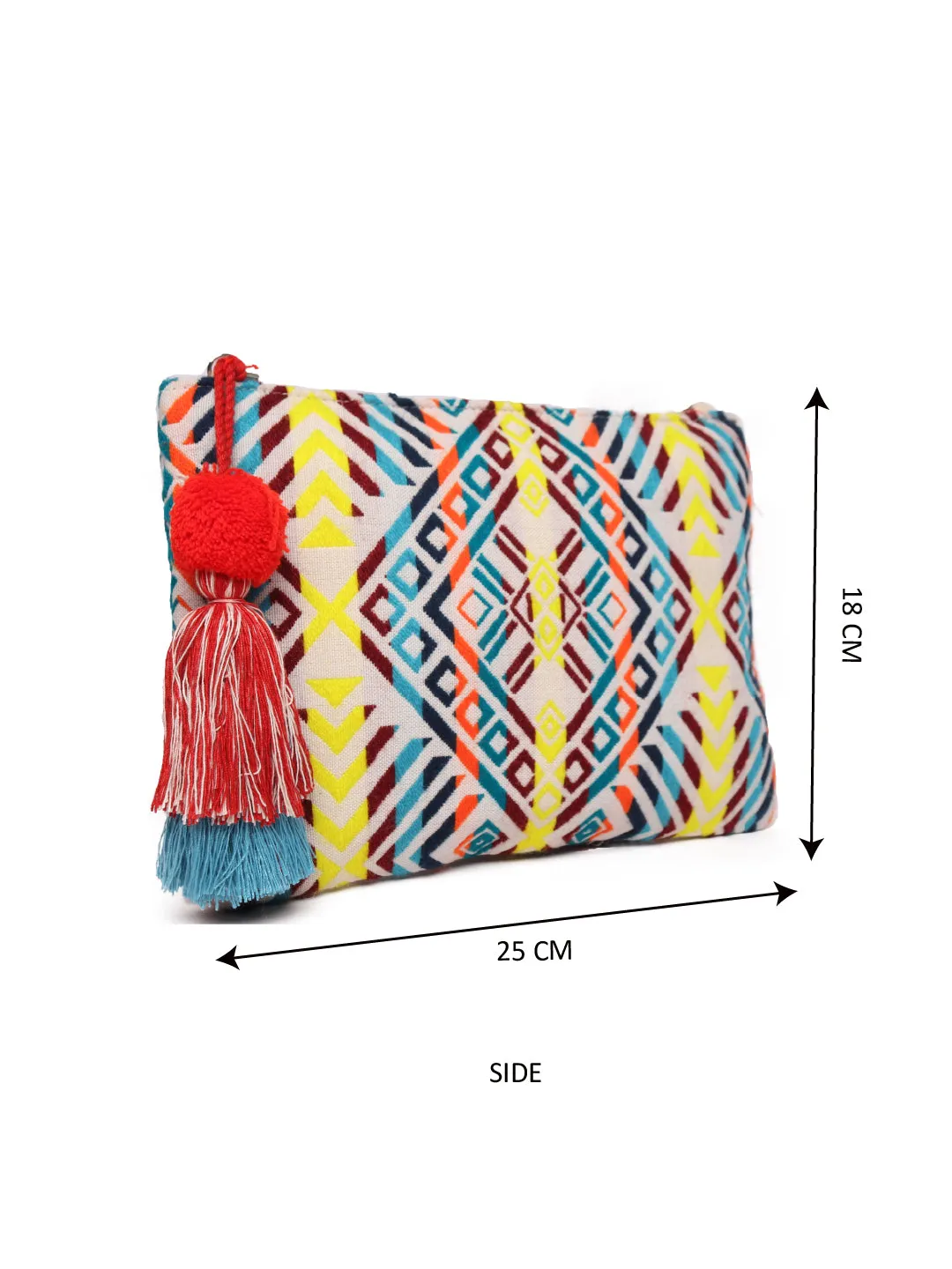 Multi Color Textured Pouch With Beautiful Matching Tassel