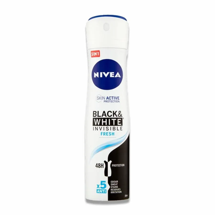 Nivea - Deodorant  Spray  Black & White Fresh Anti-Perspirant - 150 ml - 6 Pack