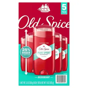 Old Spice - High Endurance Deodorant, 48-Hr. Protection, Pure Sport - 3.0 Oz - 5 Pack