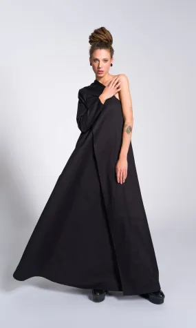 One Shoulder Maxi Dress with Belt