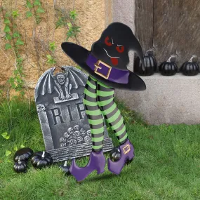 Outdoor Garden Courtyard Art Ornaments Iron Halloween Decoration Withch Hat