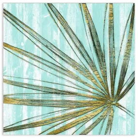 "Beach Frond in Gold II" Frameless Free Floating Tempered Art Glass Wall Art