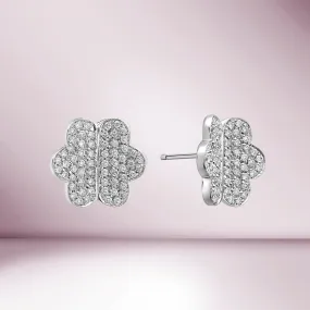 Ready to Ship Diamond Flower Shape Stud Earrings (1.02 ct.) in 18K Gold, Made in Italy