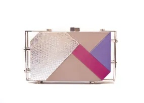 Silver Beige Linda Geometric Clutch