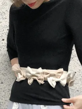 Surprise Sale! Ivory Shades Patch Fabric Playful Bows Belt